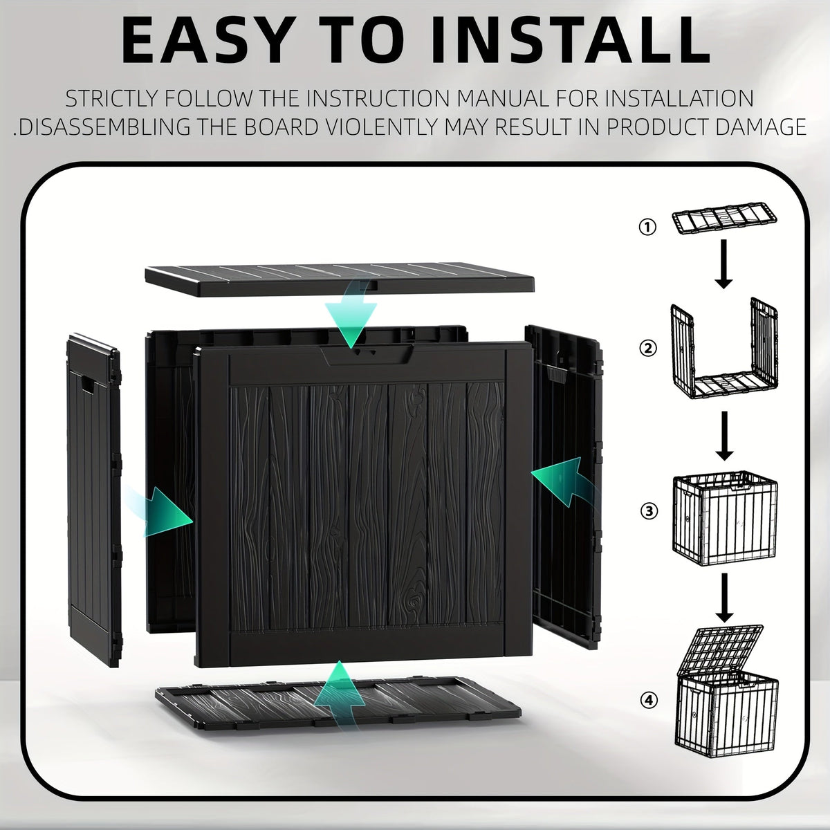 35 Gallon Outdoor Resin Storage Box – Black/Wood Grain
