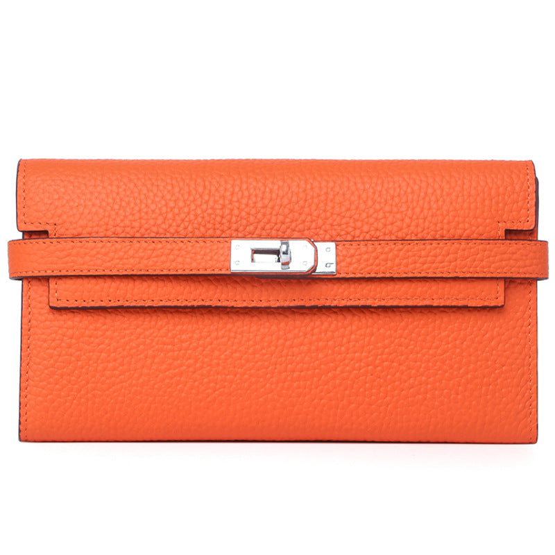 Women's Fashion Classic Lychee Pattern Cowhide Clutch Ladies Wallets
