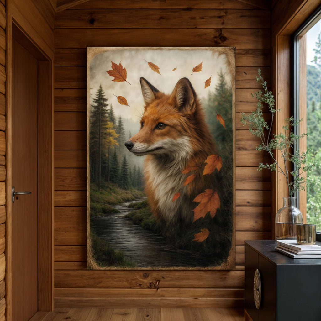 Autumn Fox Double Exposure Wall Art