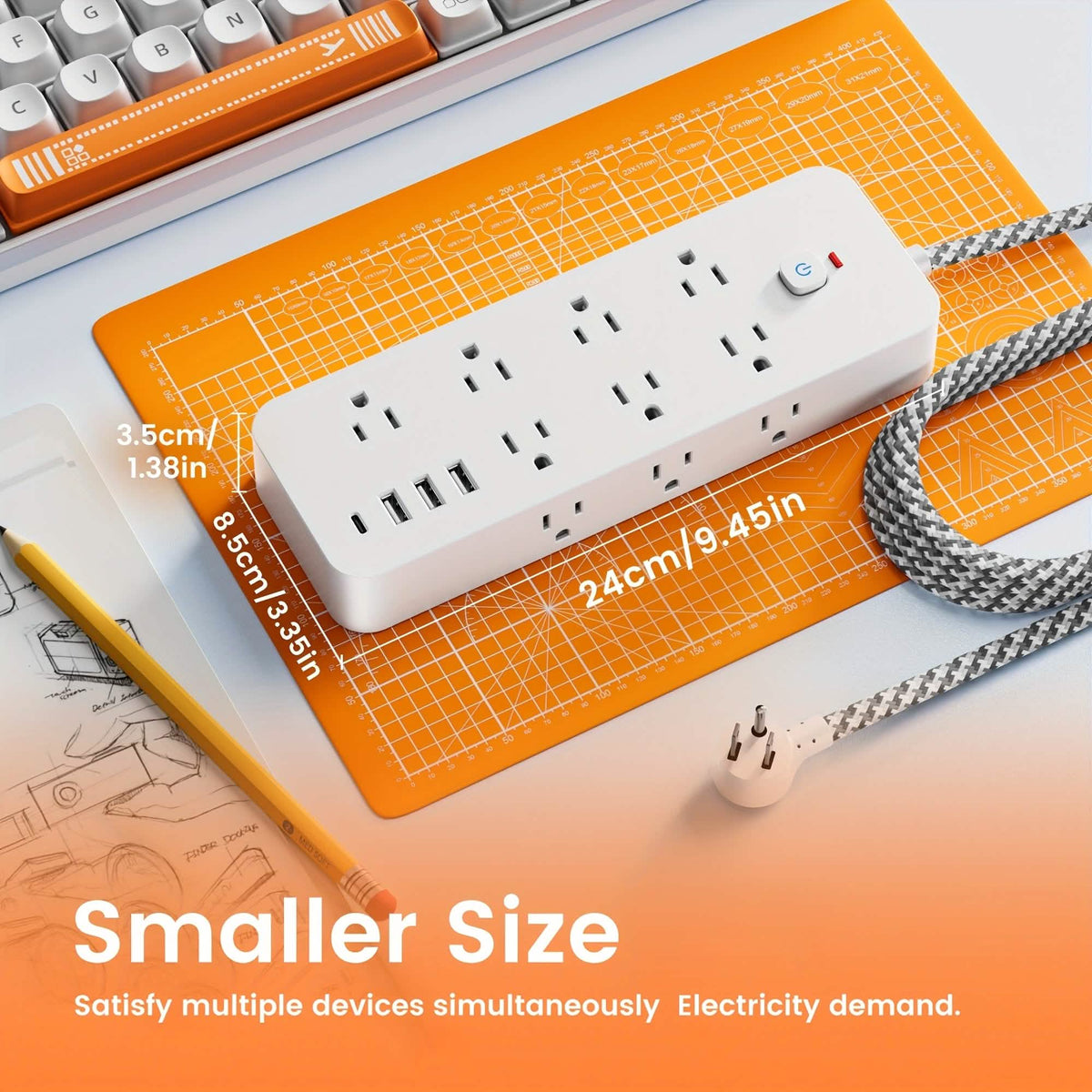 18-Outlet Power Strip with USB & Type-C – Surge Protection