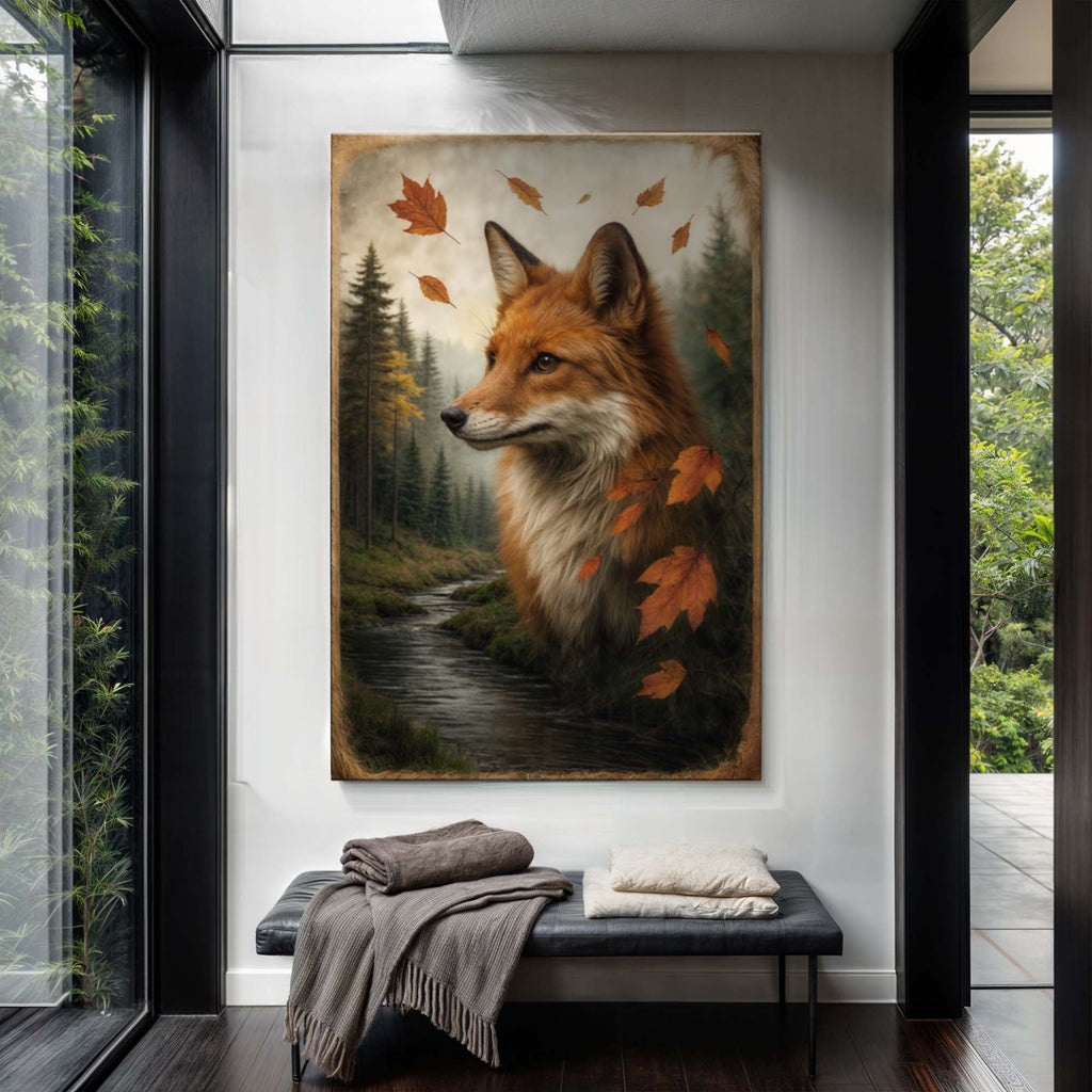 Autumn Fox Double Exposure Wall Art