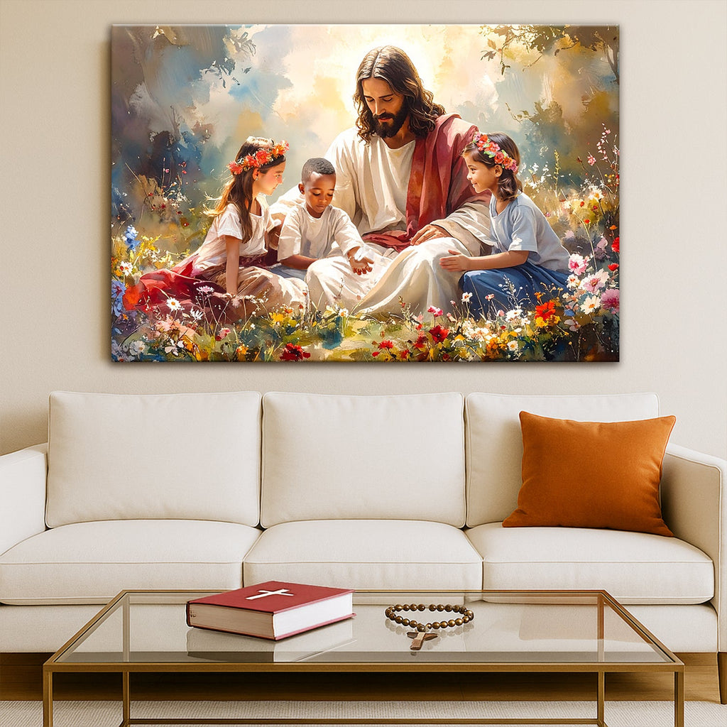 Jesus With Children Faith Wall Art IX
