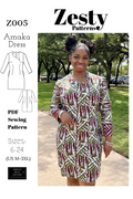 AMAKA Dress Sewing Pattern | PDF Download | Sizes 6–24 (US M–3XL) | Zesty Sewing Patterns