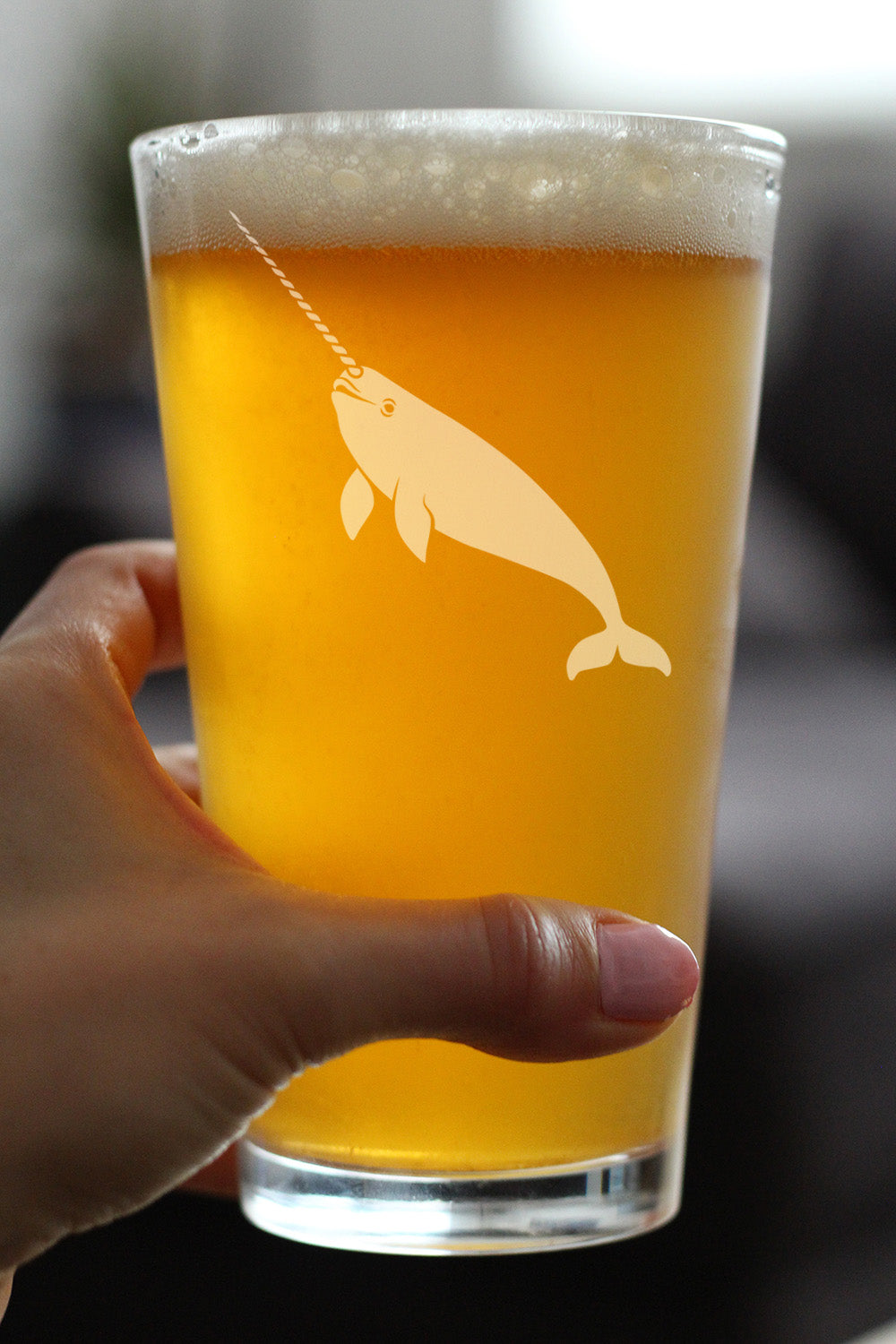Narwhal Engraved Pint Glass Narwhal Gifts for Women High Quality Pint Glasses for Beer - 16oz