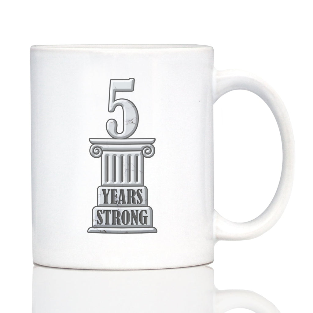 5 Years Strong Coffee Mug Gifts 5th Anniversary Party Decor White Ceramic Coffee Cup