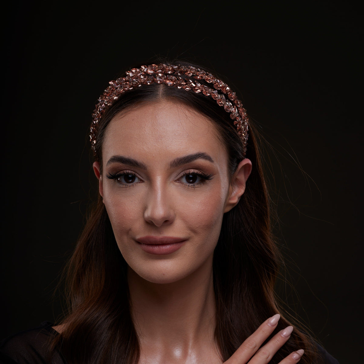 Rose Gold  Crystal Beaded Hairband