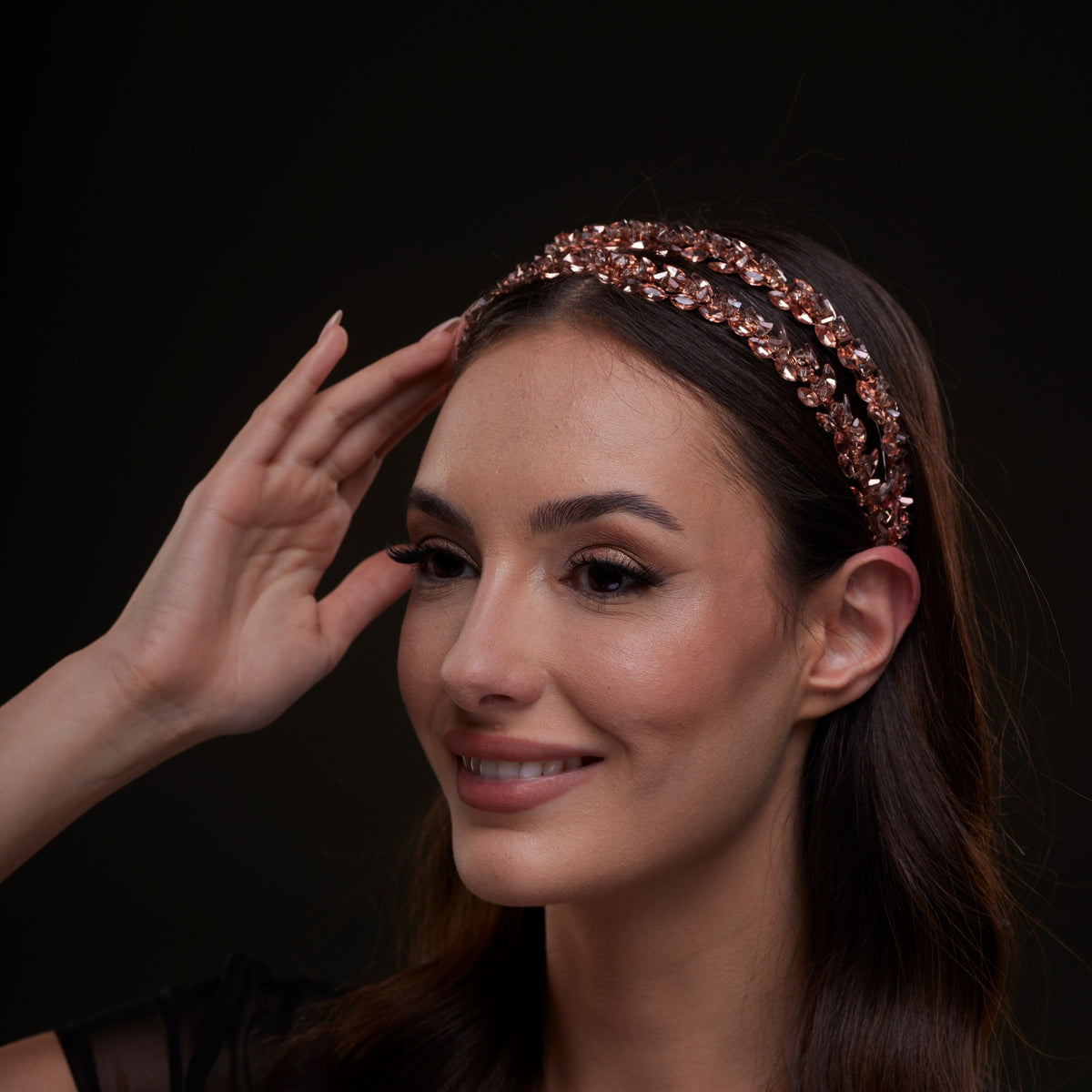 Rose Gold  Crystal Beaded Hairband