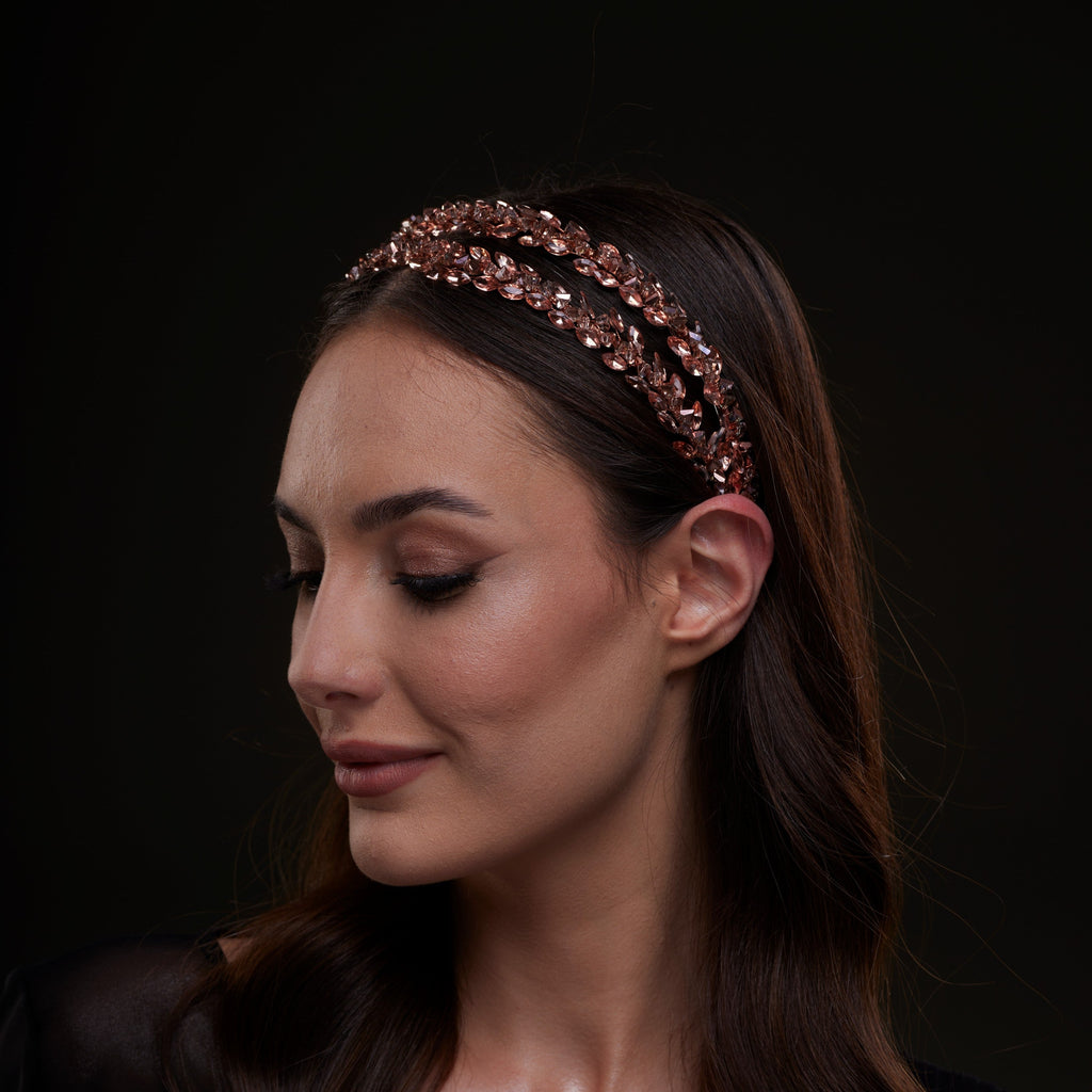 Rose Gold  Crystal Beaded Hairband