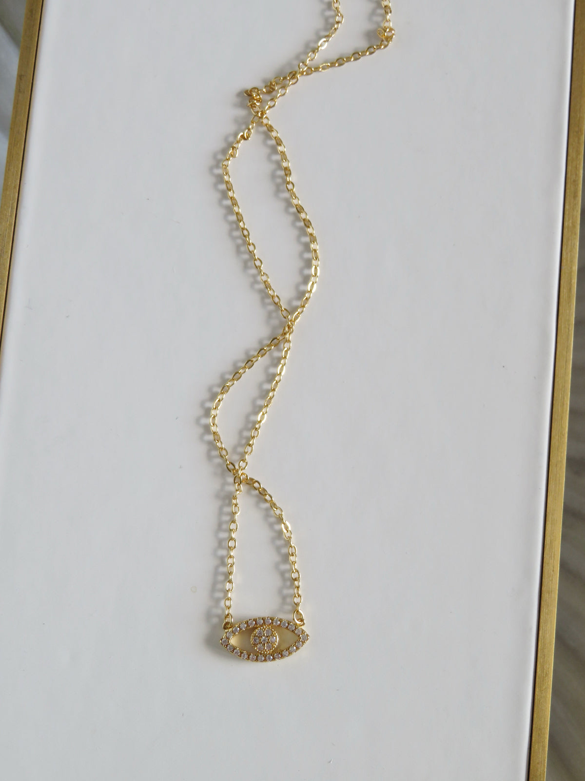 Diamond Evil Eye Connector Necklace