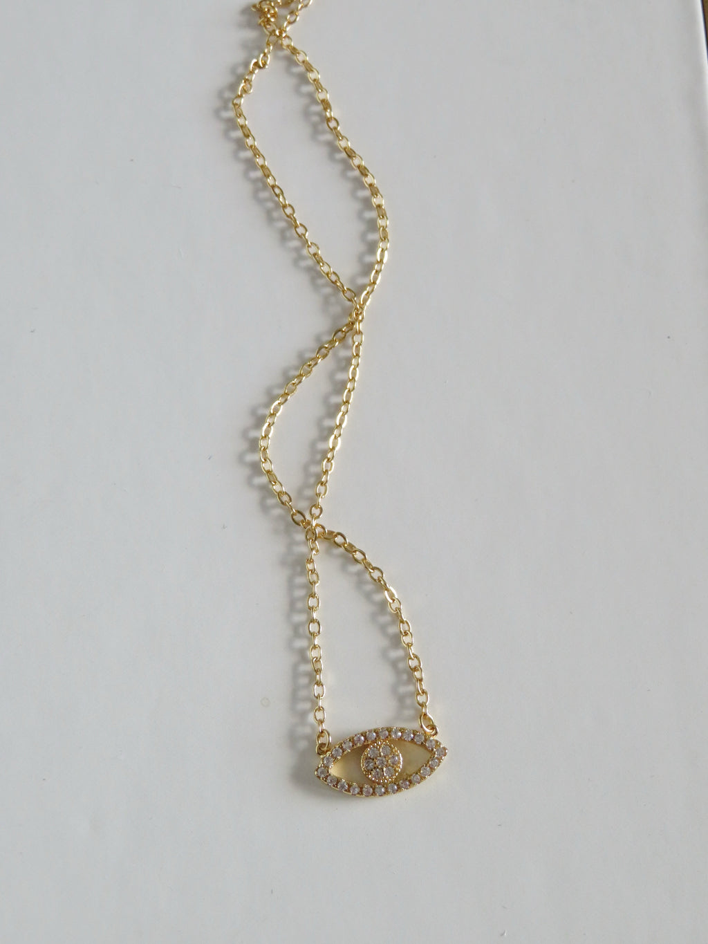 Diamond Evil Eye Connector Necklace