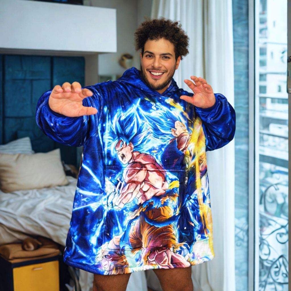 Dragon ball z  Wearable Blanket Hoodie for Kids & Adults