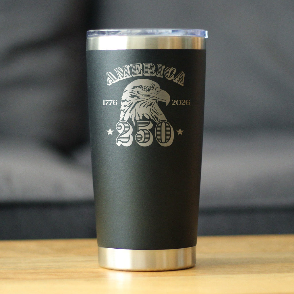 America 250th Anniversary Insulated Coffee Tumbler with Sliding Lid America 250 Merchandise Etched in USA 20oz Stainless Steel Tumbler