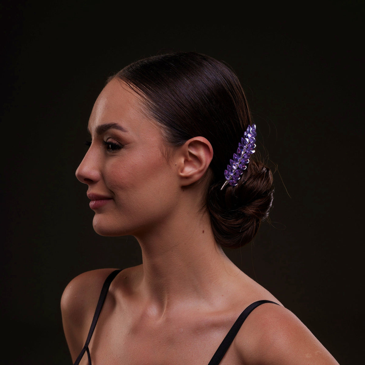 Elegant Lavander Crystal 2-Piece Hair Comb Set