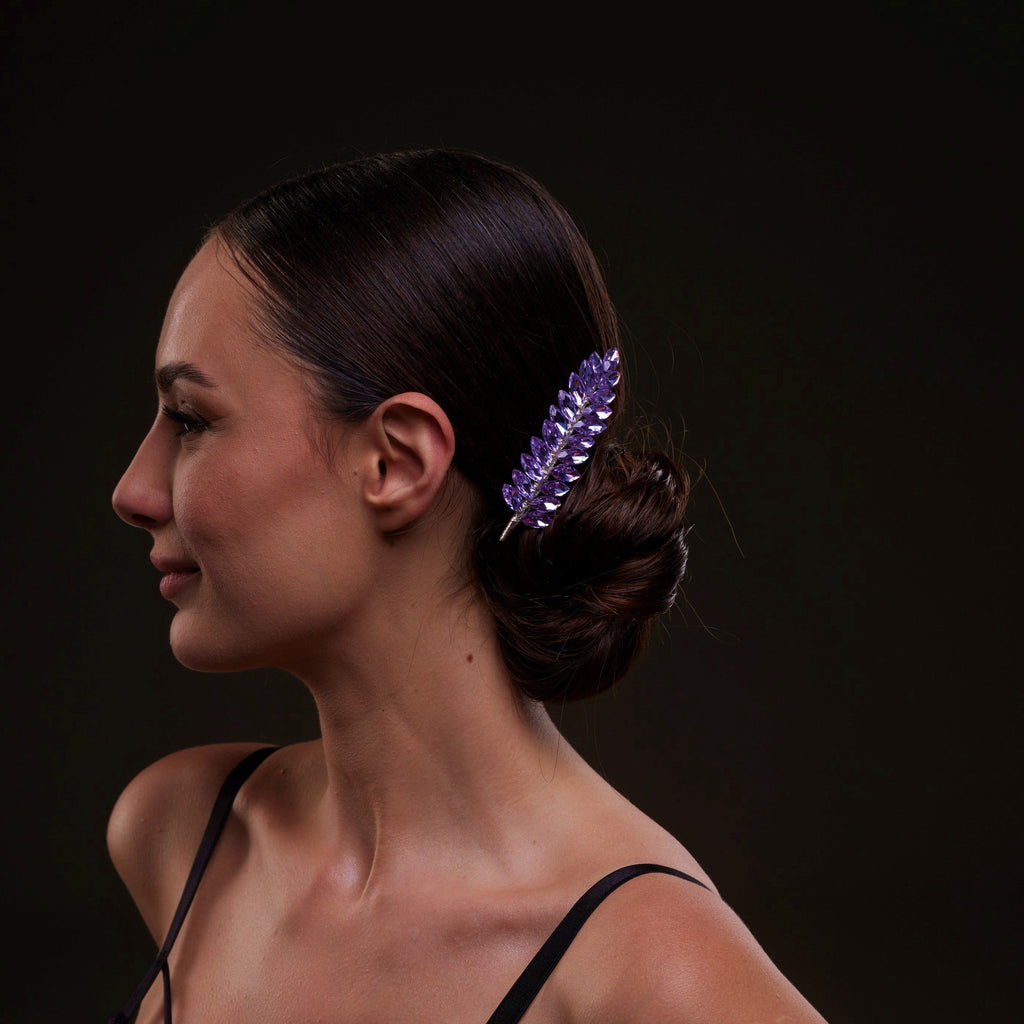 Elegant Lavander Crystal 2-Piece Hair Comb Set