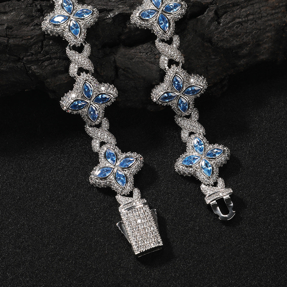 Hip-hop zircon colored infinite four-leaf clover bracelet