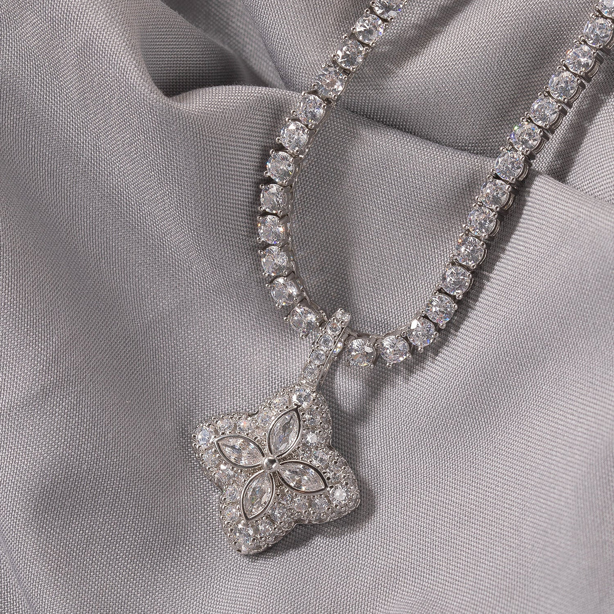 Cubic Zirconia Colorful Four-Leaf Clover Pendant