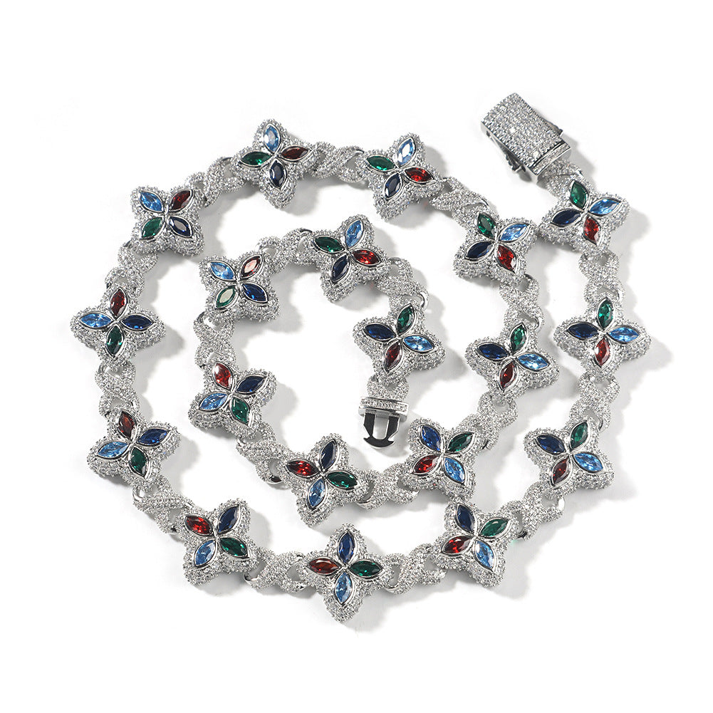 Hip-hop zircon colored infinite four-leaf clover bracelet