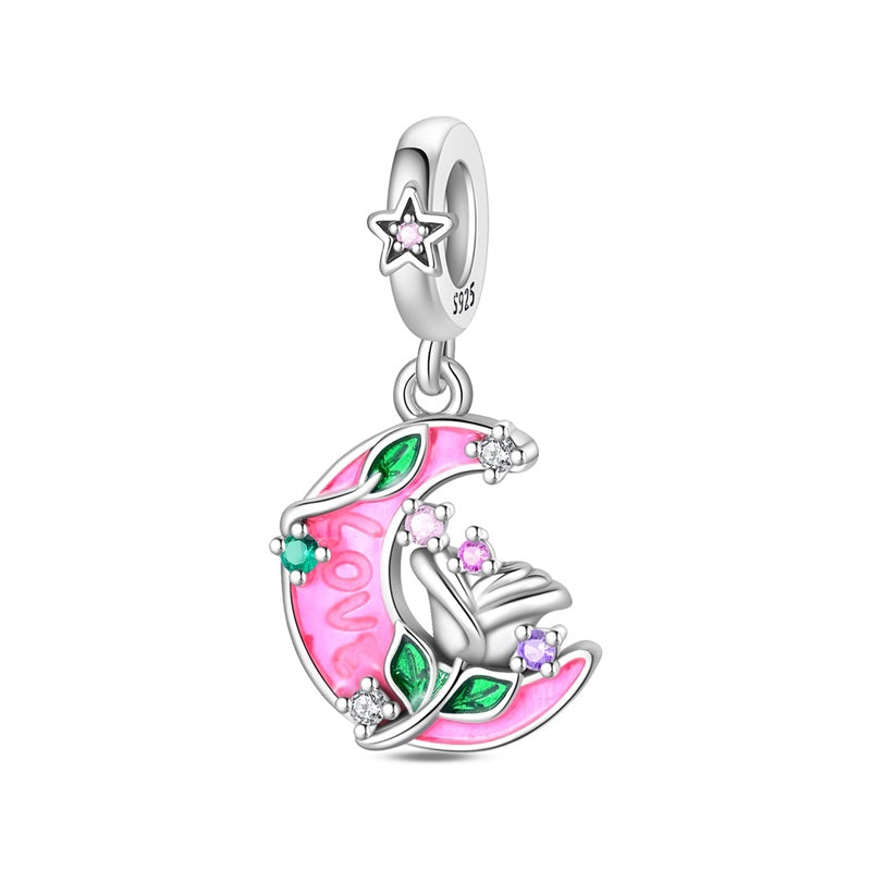 Moon Rose Glowing Charm