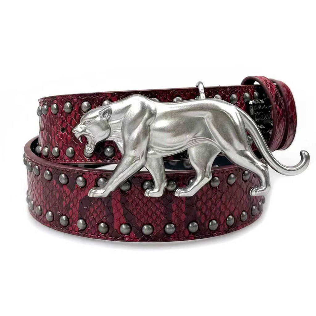 "PANTHER" BELT - BLOOD RED SNAKESKIN