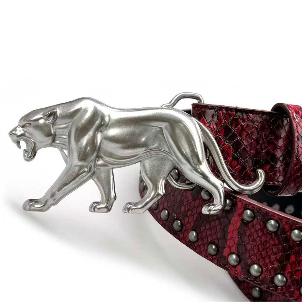 "PANTHER" BELT - BLOOD RED SNAKESKIN