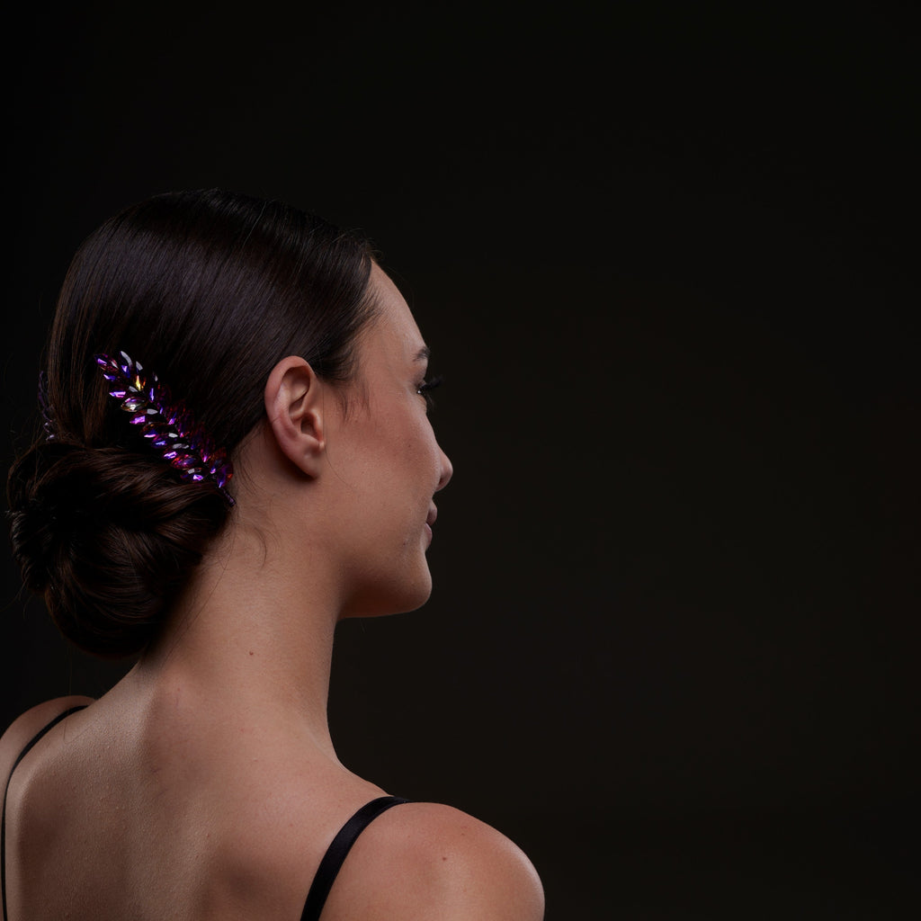 Iridescent Purple Crystal 2-Piece Hair Comb Set