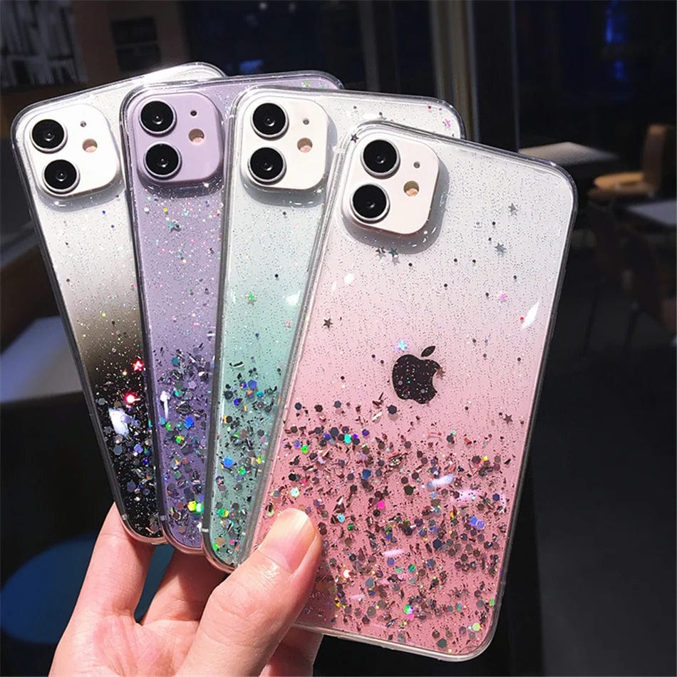 Cute Gradient Sequins Clear Glitter iPhone Case