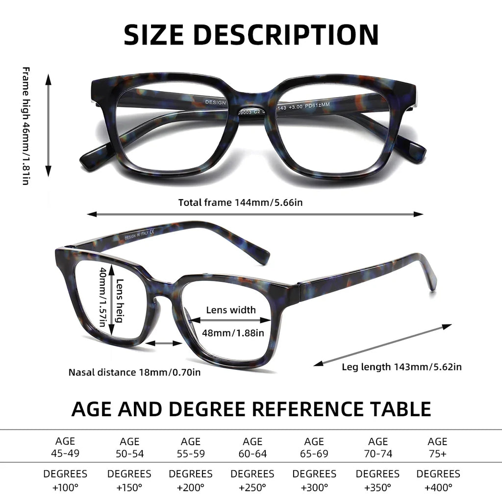 BARCUR Trendy Square Reading Glasses for Men and Women Blue Light Blocking Computer Glasses Clear Lens Presbyopic Readers Stylish Eyewear for Summer Indoor and Outdoor Use