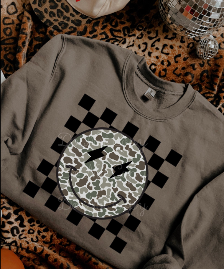 Camo Happy Tee/Sweatshirt