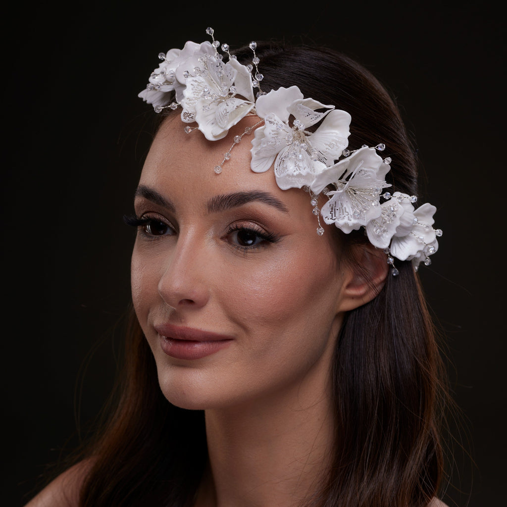 White Orchid Hair Vine