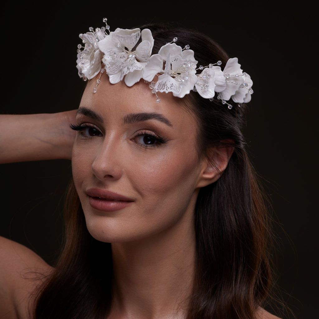 White Orchid Hair Vine