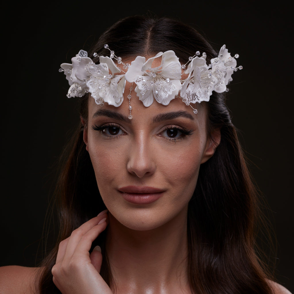 White Orchid Hair Vine