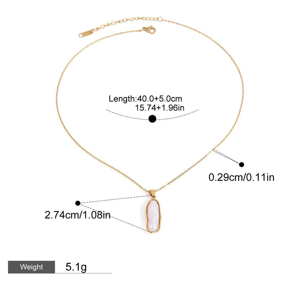 18K gold inlaid irregular pearl design light luxury noble pendant necklace