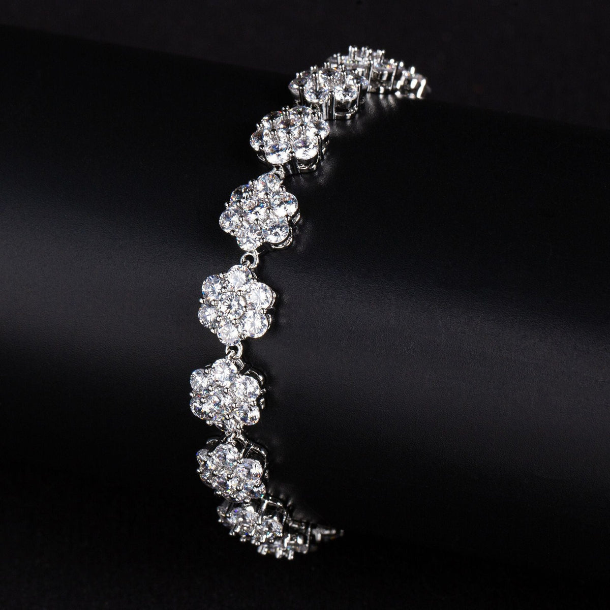 S925 Silver & Cubic Zirconia Camellia Bracelet