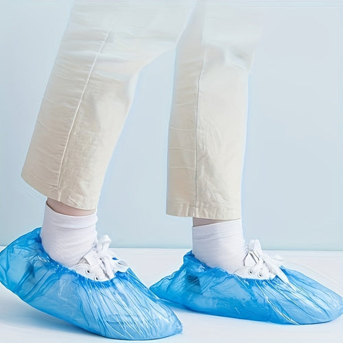 100-Pack: Disposable Plastic Shoe Covers – Waterproof & Slip-Resistant