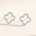 S925 sterling silver forest-style four-leaf clover diamond earrings