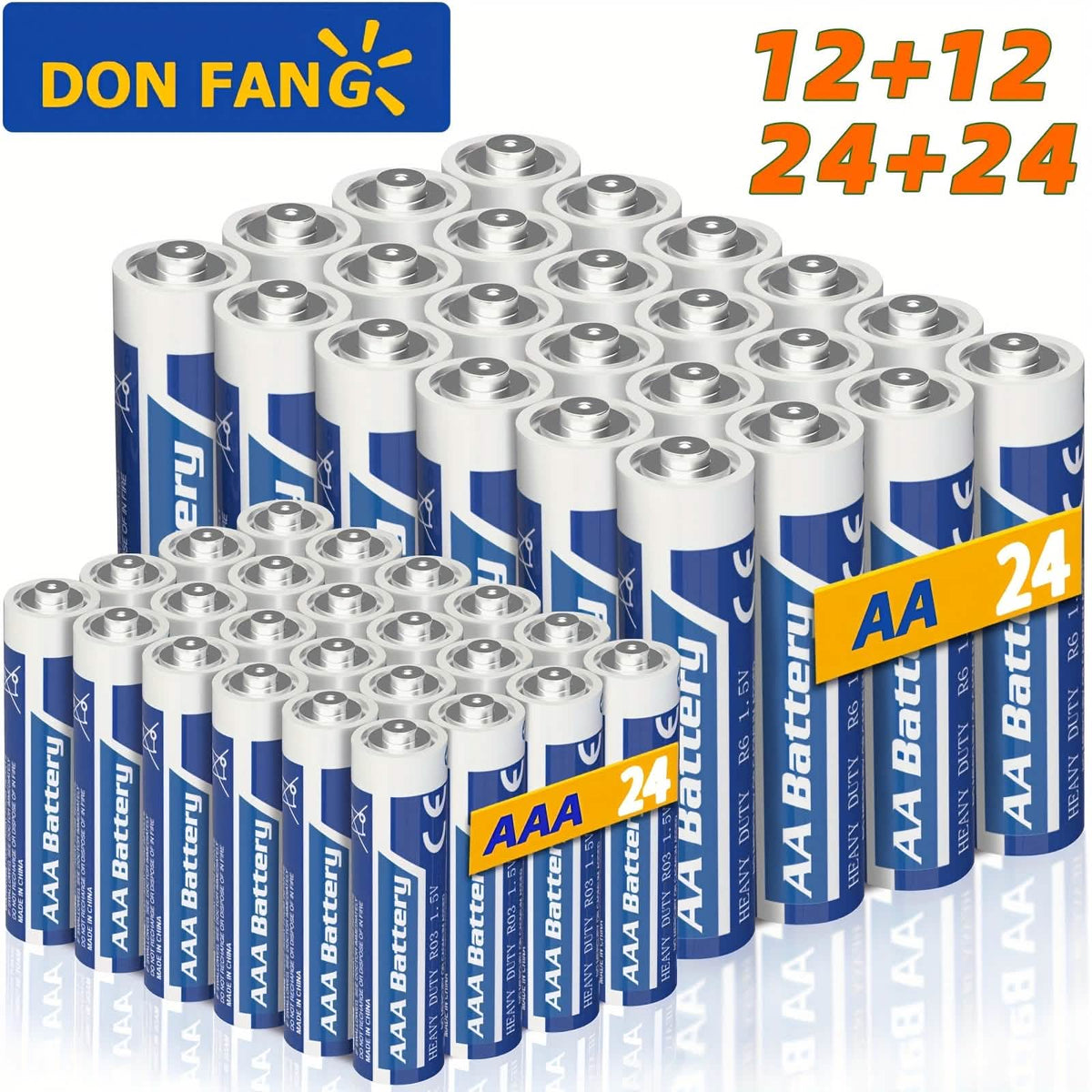 48-Pack: AA + AAA Carbon Battery Combo – 1.5V, Non-Rechargeable