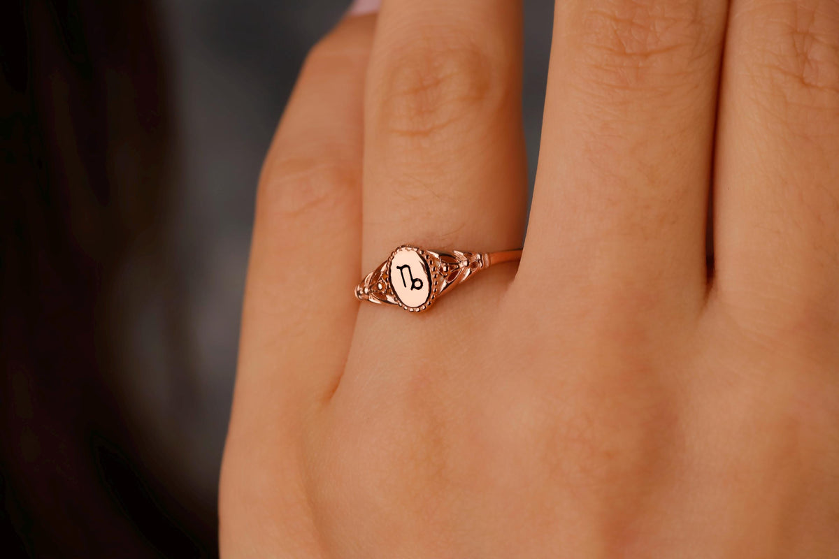Celestial Charm Zodiac Ring - Engraved 925 Sterling Silver Horoscope Jewelry